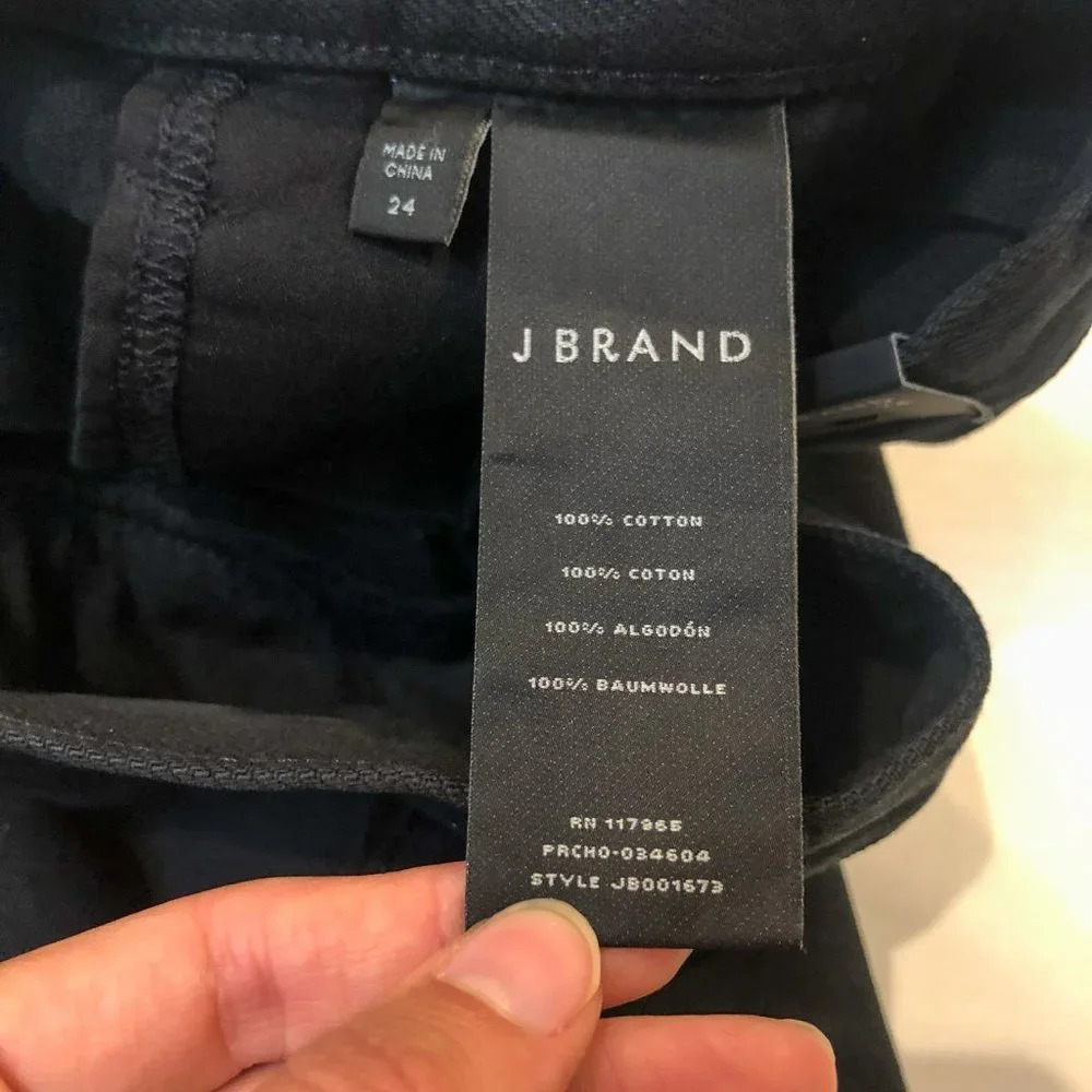 NEW JBRAND Joan Crop Super High-Rise Wide Straight Black Denim Jeans Women's 24 - Picture 9 of 10
